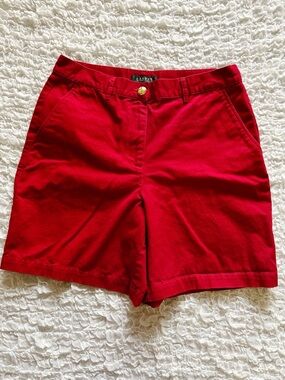 Lauren Ralph Lauren Shorts 100% Cotton Red 8 Classic Coastal Preppy